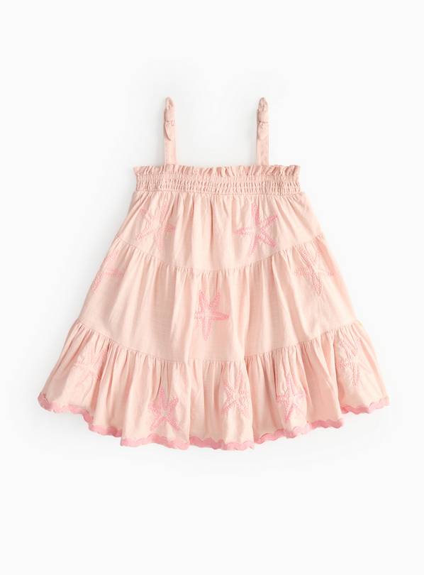 Pink Tiered Shell Embroidered Dress 1-2 years